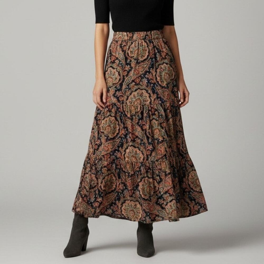 Vintage Exclusively for Signals Maxi Skirt Size Small Reversible Floral Paisley